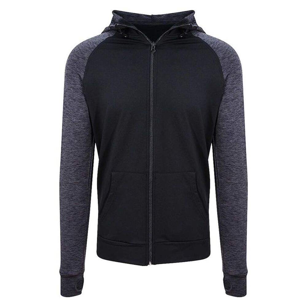 AWDis Just Cool Mens Contrast Zoodie / Jet Black